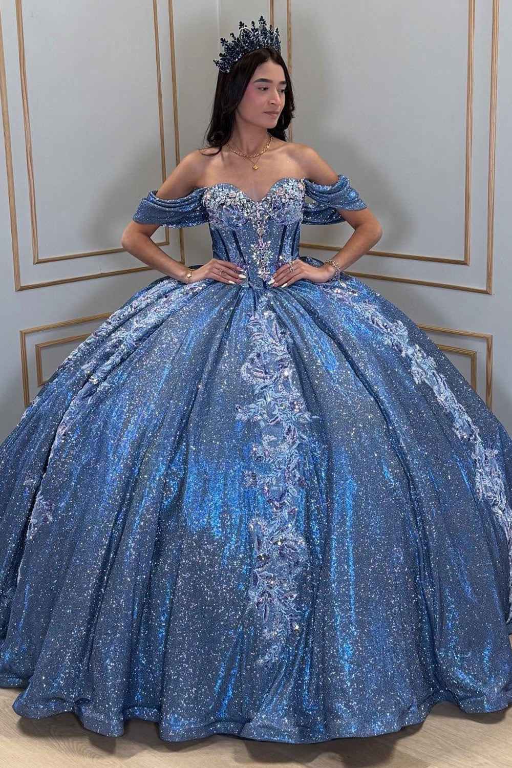 Vestidos de quinceañera con hombros descubiertos, tul princesa, apliques, vestidos de quinceañera HE530