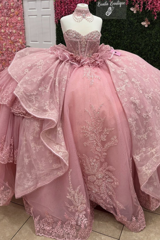 Sweetheart Gorgeous Corset Tulle Lace Beaded Quinceanera Dresses for Sweet 16 HE945