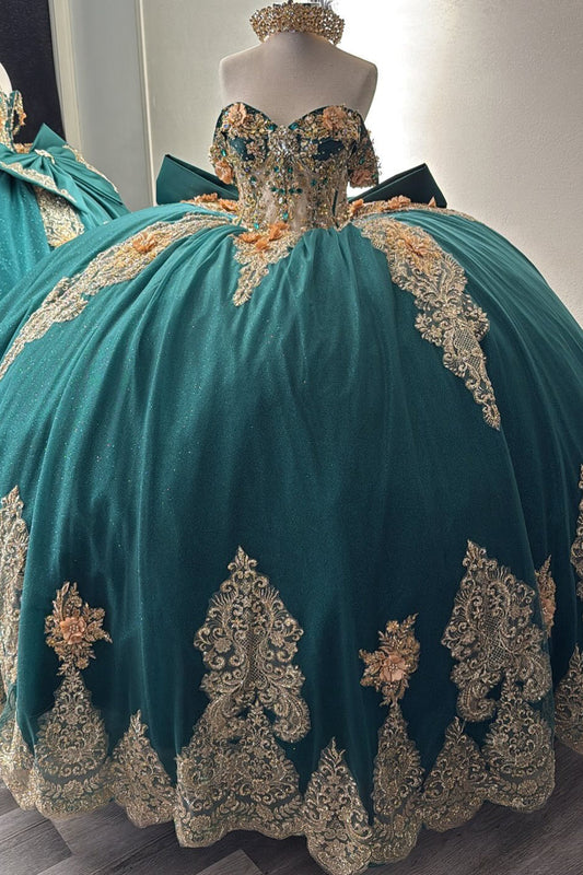 Luxury Tulle Lace Beaded Off Shoulder Princess Quinceanera Dresses for Birthday Party HE932