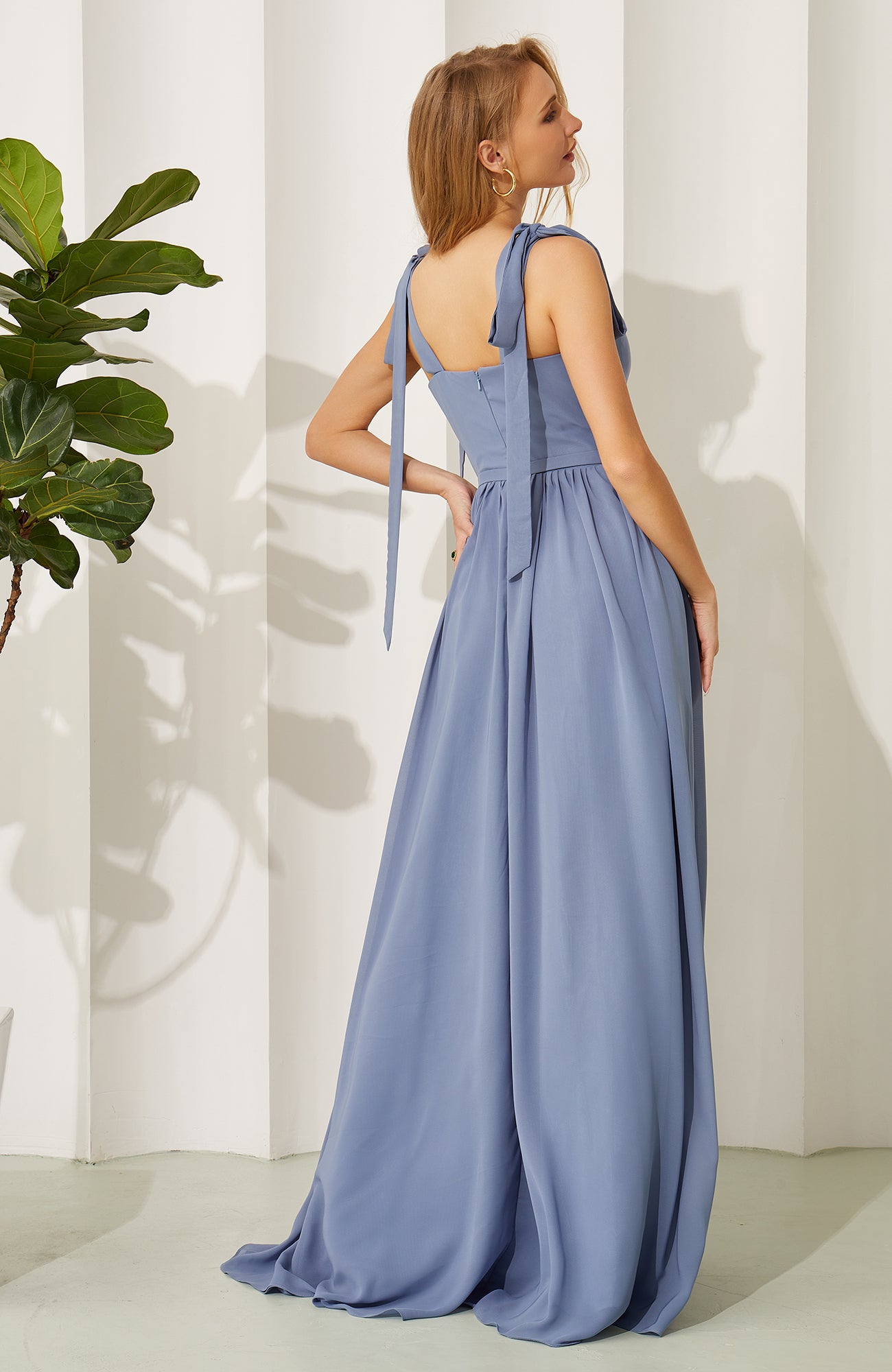 Women's A Line Sweetheart Chiffon Long Bridesmaid Dresses with Split HE705