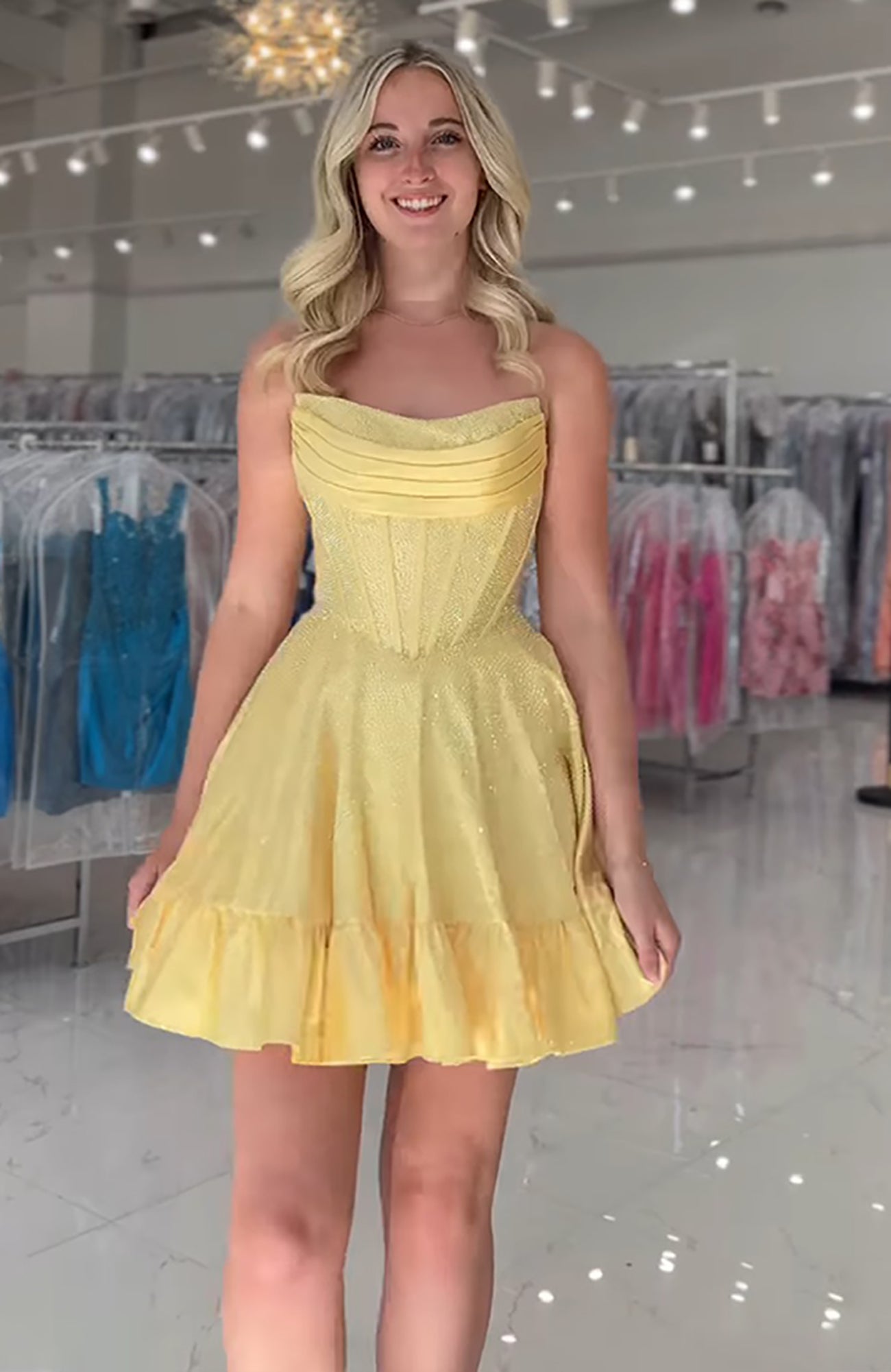A Line Sweetheart Glittery Sequin Beaded Homecoming Dresses for Juniors HE721