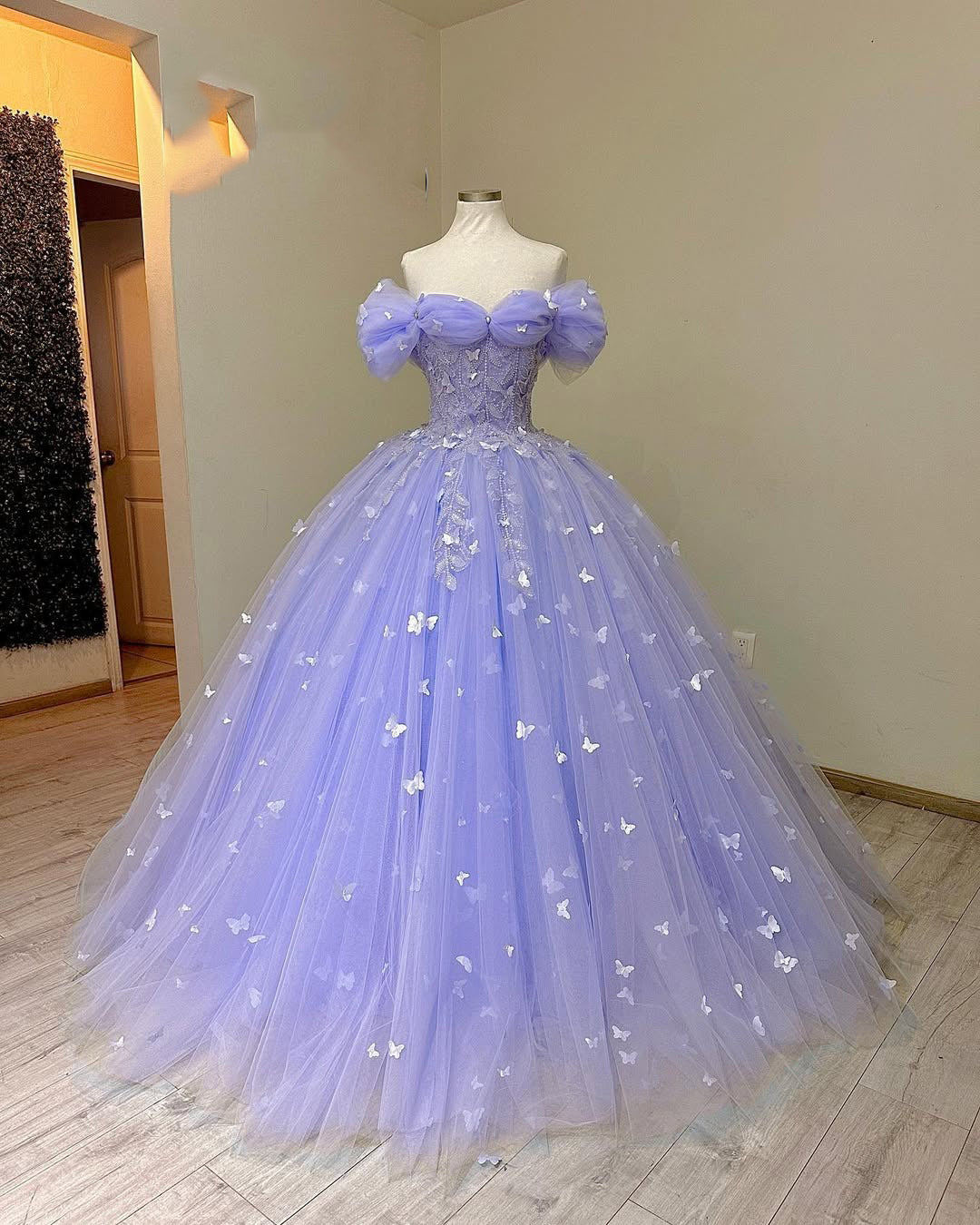 Princess Tulle Sweet 16 Quinceanera Dresses 3D Butterfly Prom Gowns HE448