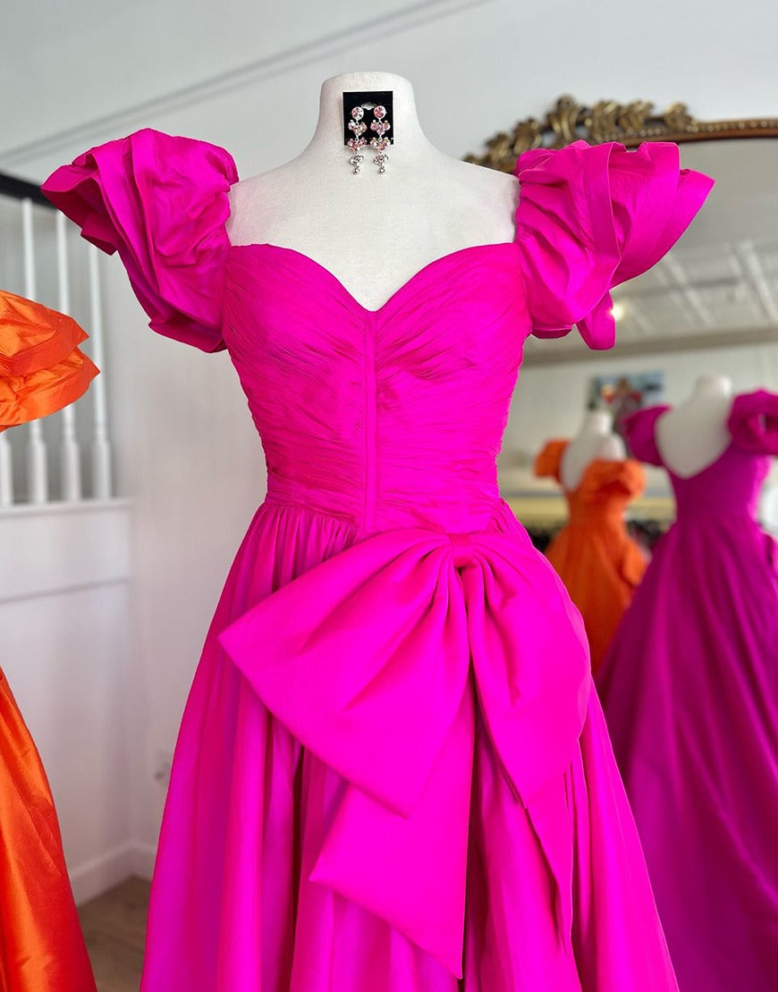 Ball Gown Satin Long Prom Dresses Side Slit Evening Dresses for Women HE035