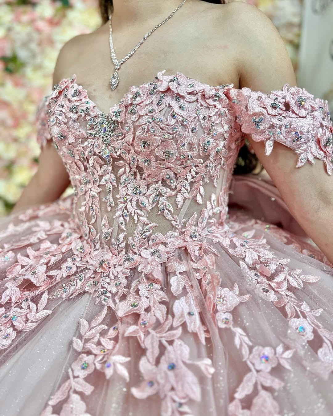 Pink Quinceanera Dresses Tulle Lace Appliques Birthday Party Dress for Sweet 16 HE087