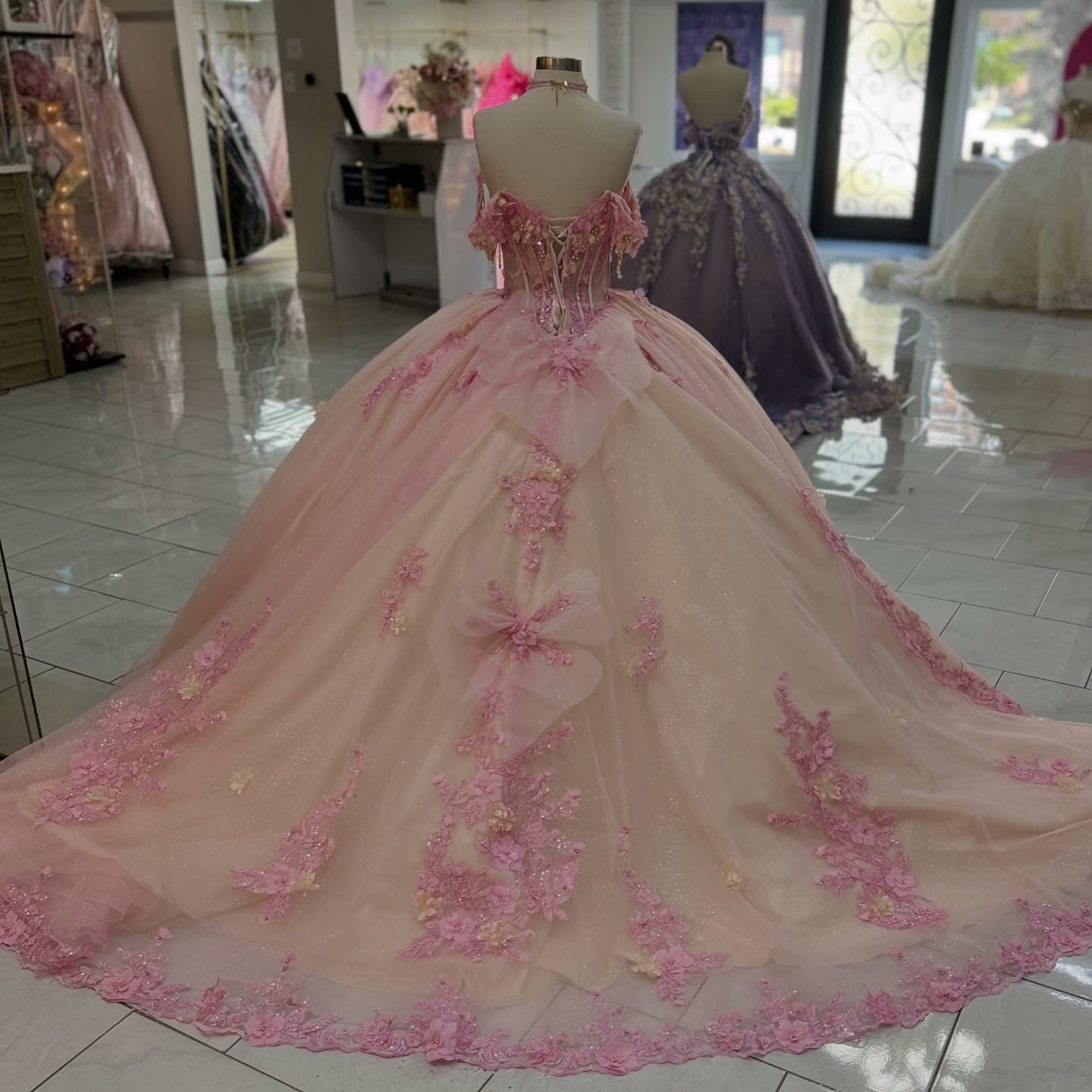 HE229 - Hermosos vestidos de quinceañera con hombros descubiertos, tul, encaje, cuentas, vestido de fiesta, vestido de princesa para fiesta de cumpleaños de 16 años