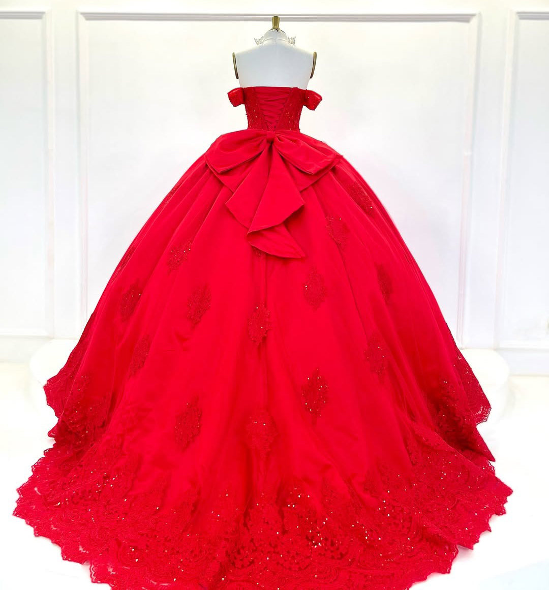 HE309-Vestido de quinceañera de princesa con hombros descubiertos, tul con encaje, para fiesta de graduación de 16 años, sin mangas