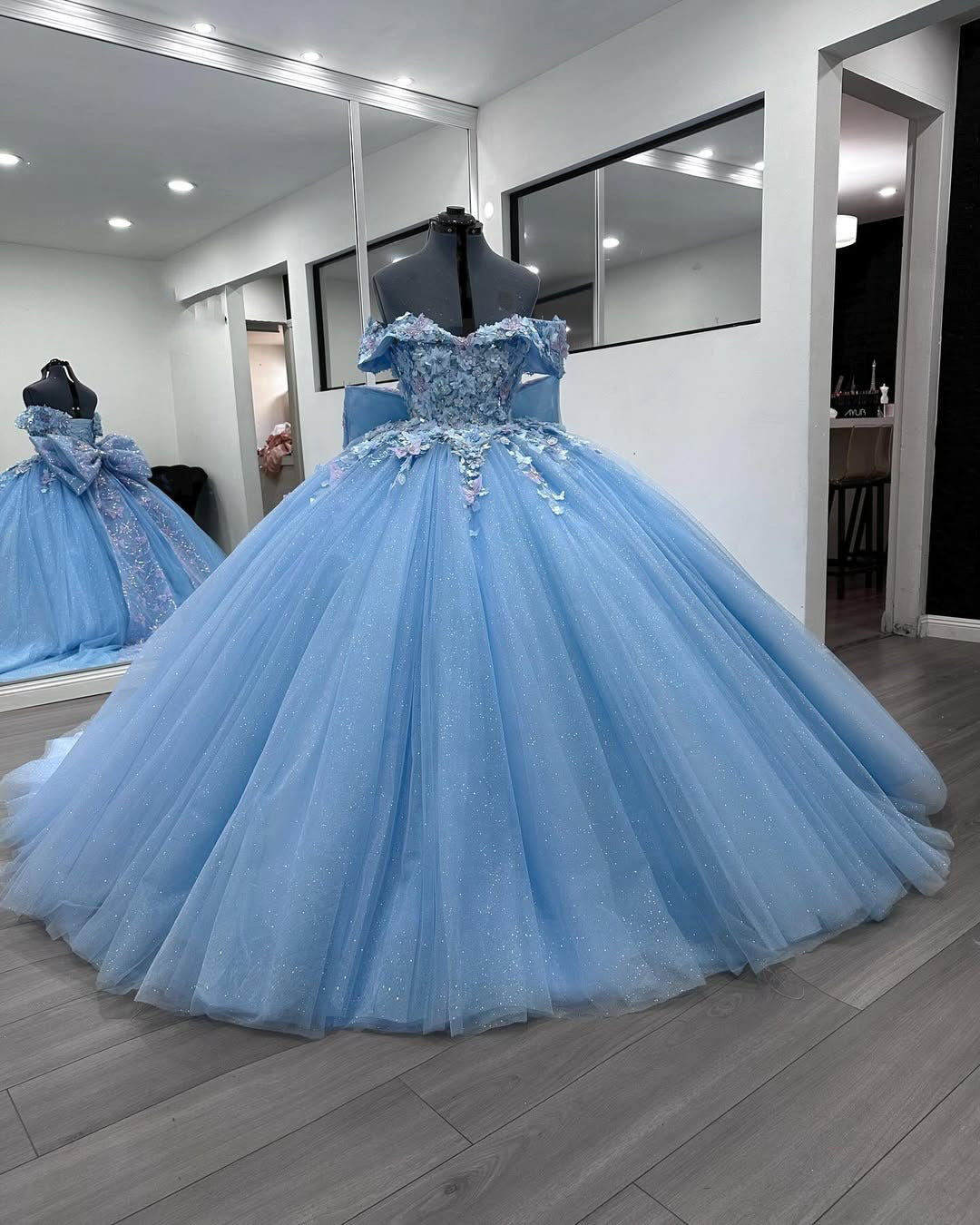 Vestidos de quinceañera con apliques de tul, vestido de baile azul, vestidos de fiesta para dulces 16, HE445