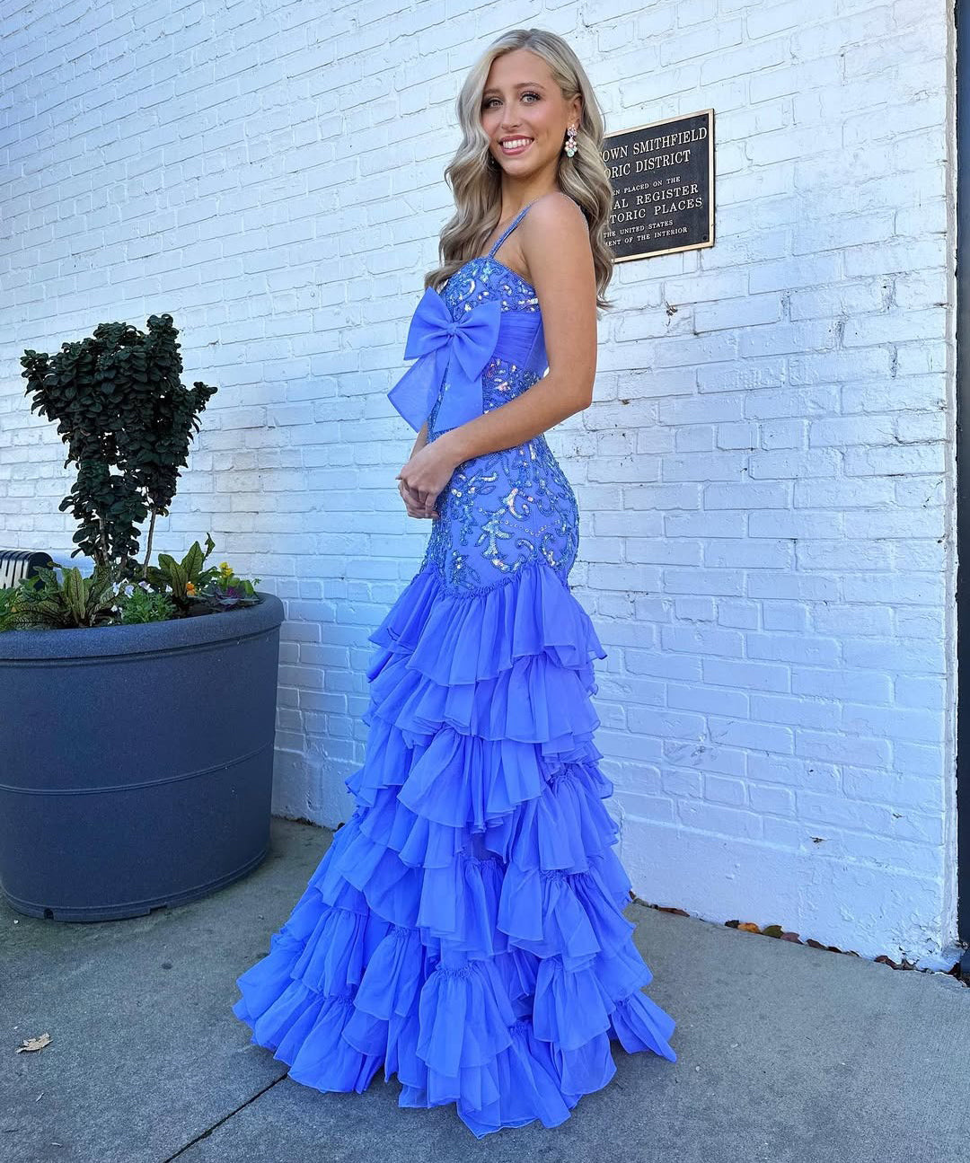 HE183-Mermaid Chiffon Ruffles Lace Beaded Prom Dresses for Women Spaghetti Straps Evening Gowns Sleeveless Party Dresses Long