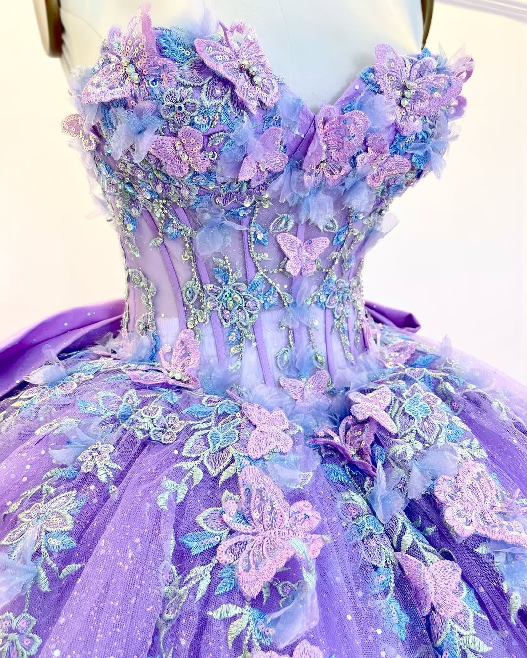 Lilac Sweetheart Tulle Appliques Quinceanera Dresses Princess Birthday Party Dresses HE311