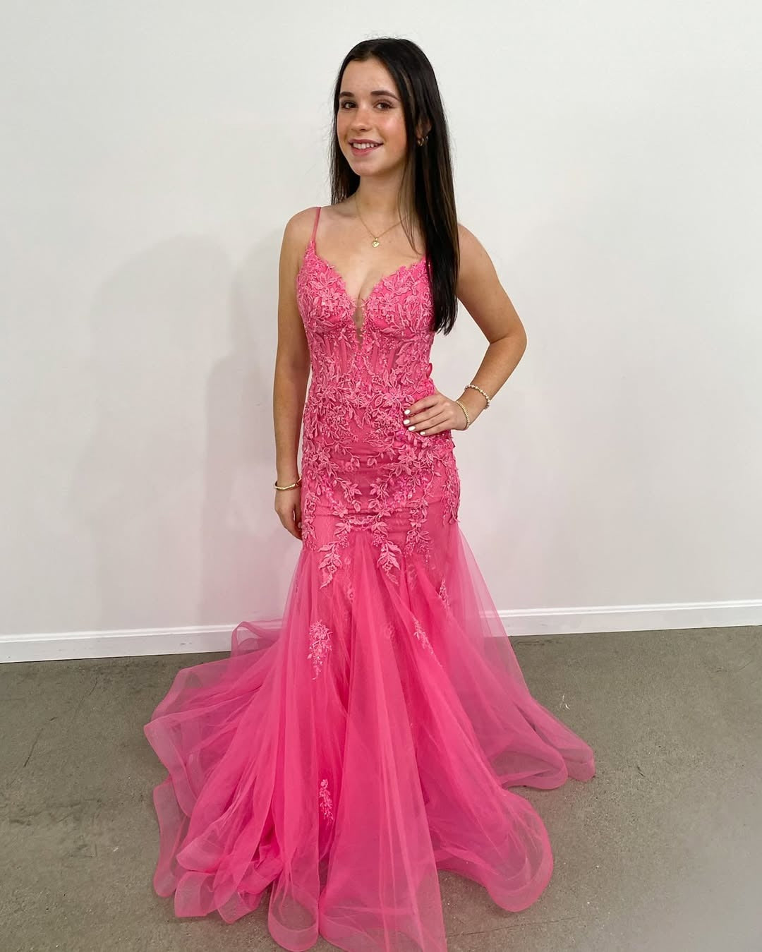 Mermaid Tulle Lace Beaded Prom Dresses for Women V Neck Formal Gowns HE244