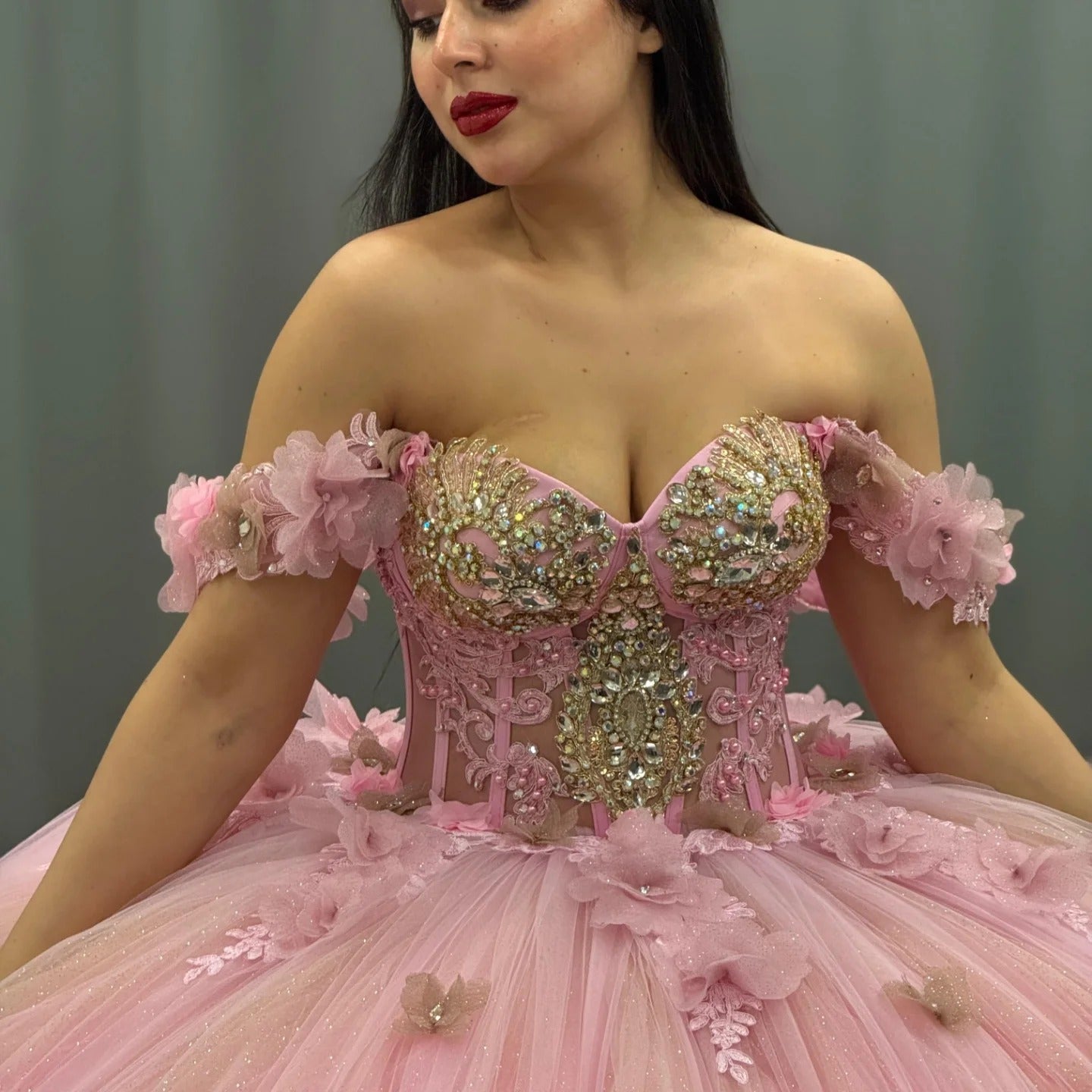HE176 - Hermoso vestido de quinceañera para dulces 16, princesa, tul, encaje, cuentas, sin mangas, vestido de fiesta de cumpleaños, graduación, con cola larga