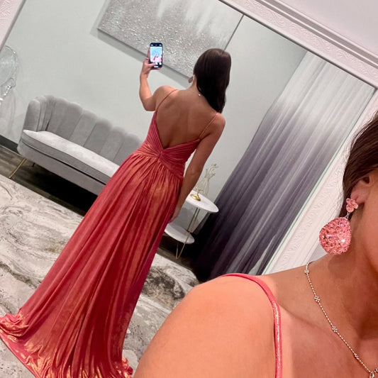 A Line Metallic Satin Prom Dresses Long Plus Size Sweetheart Evening Dresses HE004