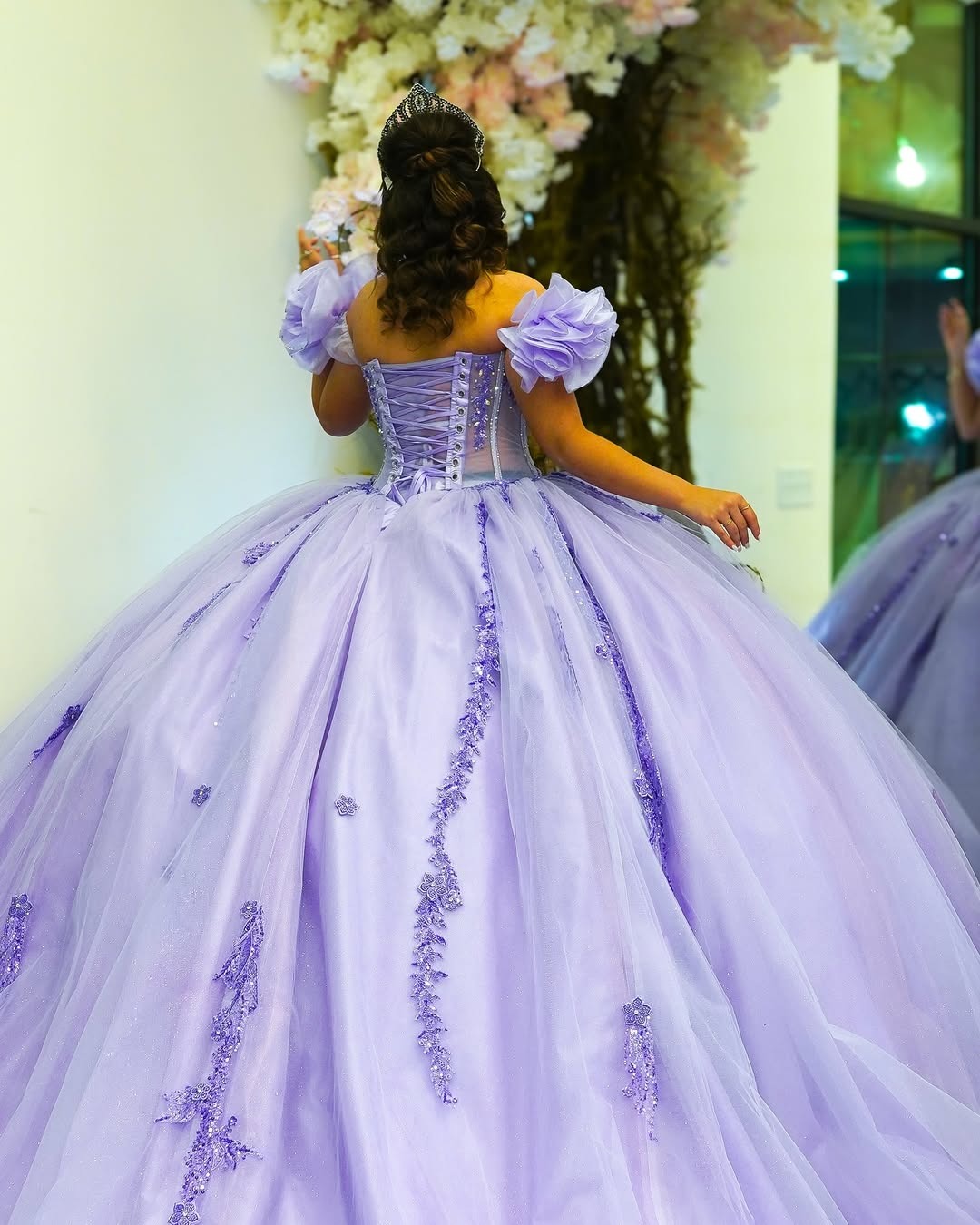 Sweetheart Lilac Quinceanera Dresses Tulle Lace Appliques Sweet 16 Party Gowns HE095