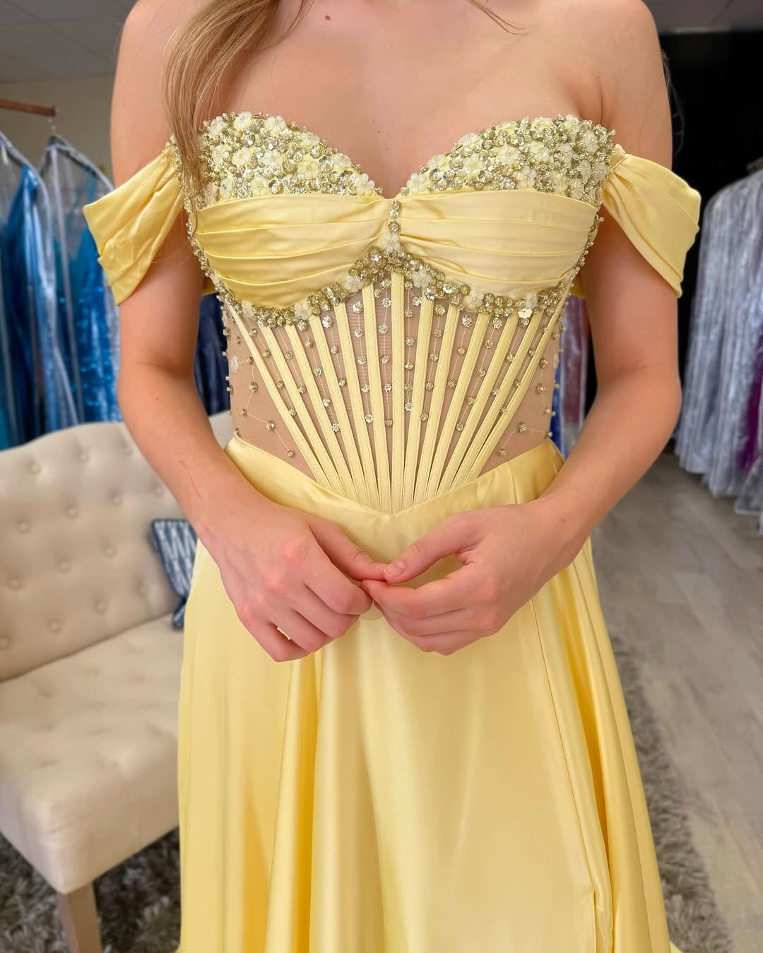 Women's Prom Dresses Long Satin Beaded A Line Corset Evening Party Dresses HE141