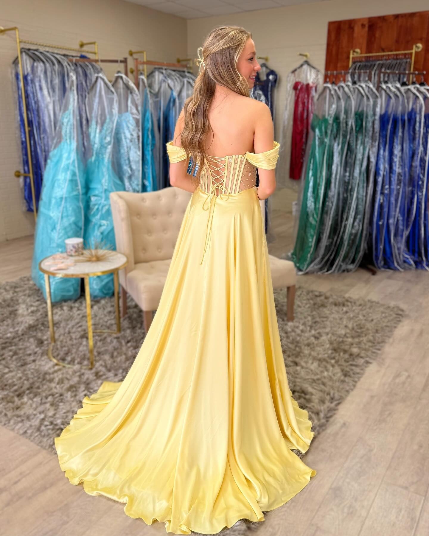 Women's Prom Dresses Long Satin Beaded A Line Corset Evening Party Dresses HE141