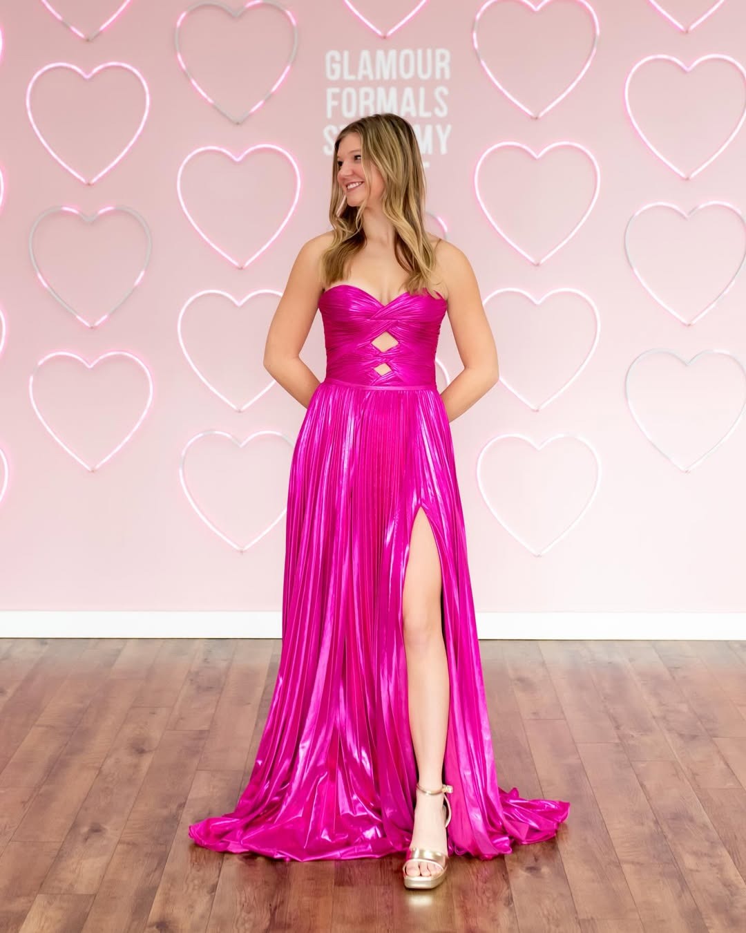 Strapless Metallic Prom Dresses Corset Keyhole A Line Sweetheart Party Dresses HE003