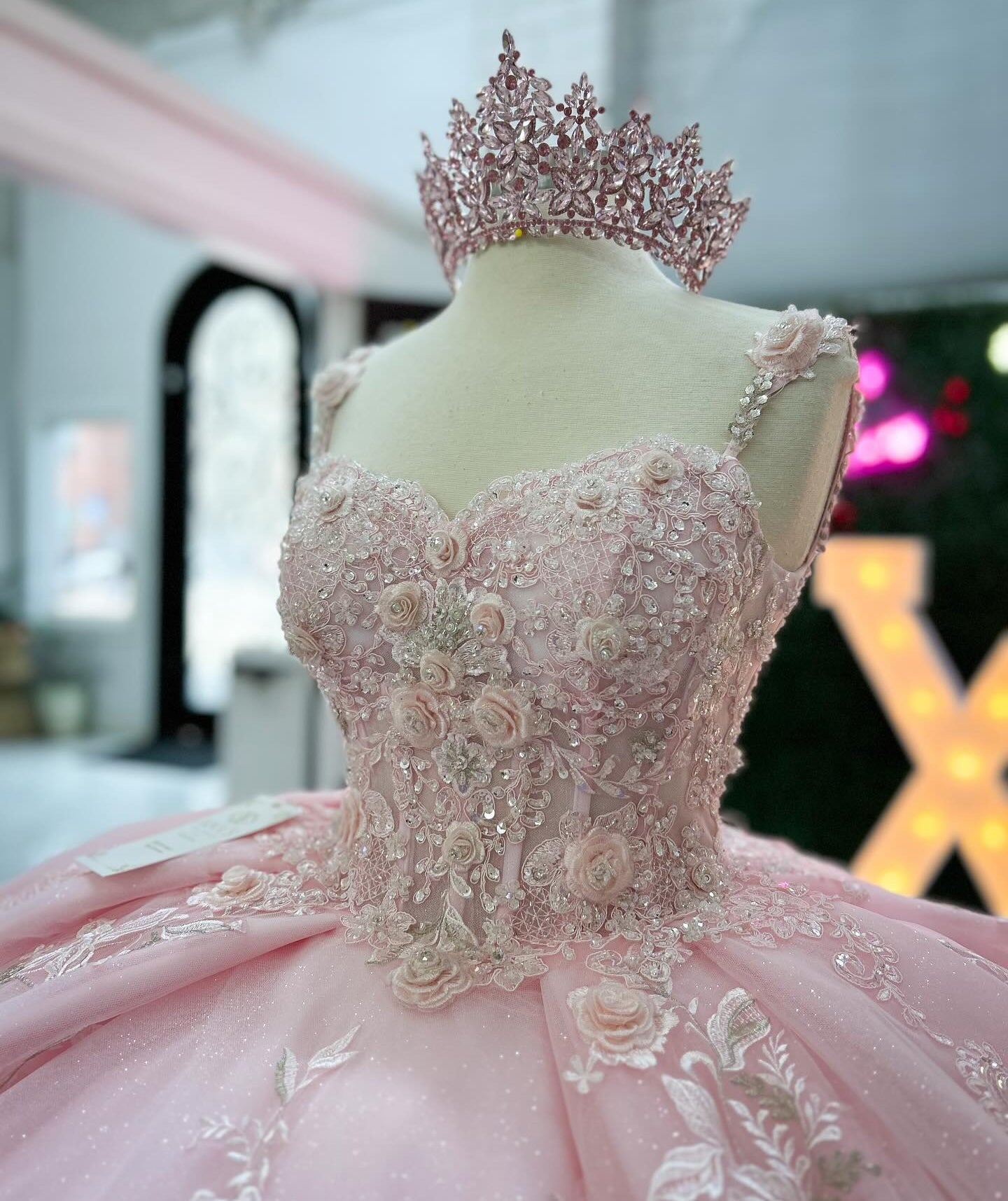 HE218-Precioso vestido de quinceañera con apliques de encaje de tul, vestido de fiesta de princesa con flores 3D para dulces 16