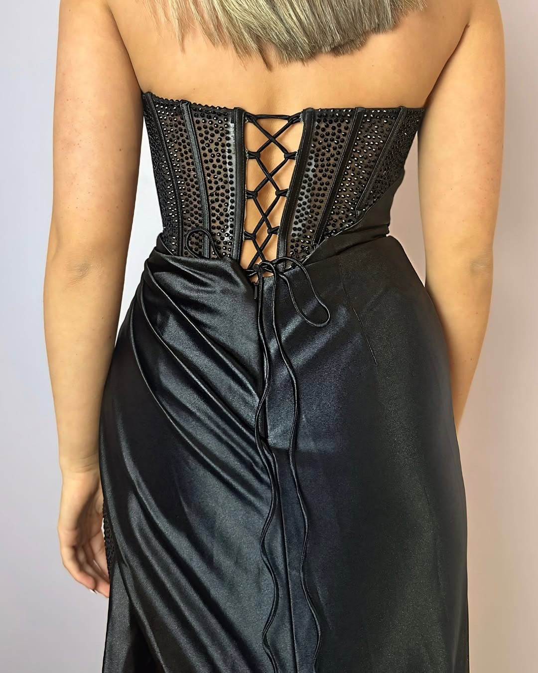 HE352-Mermaid Satin Sequin Beaded Long Prom Dresses with Slit Sweetheart Corset Evening Gowns Backless Formal Party Dresses