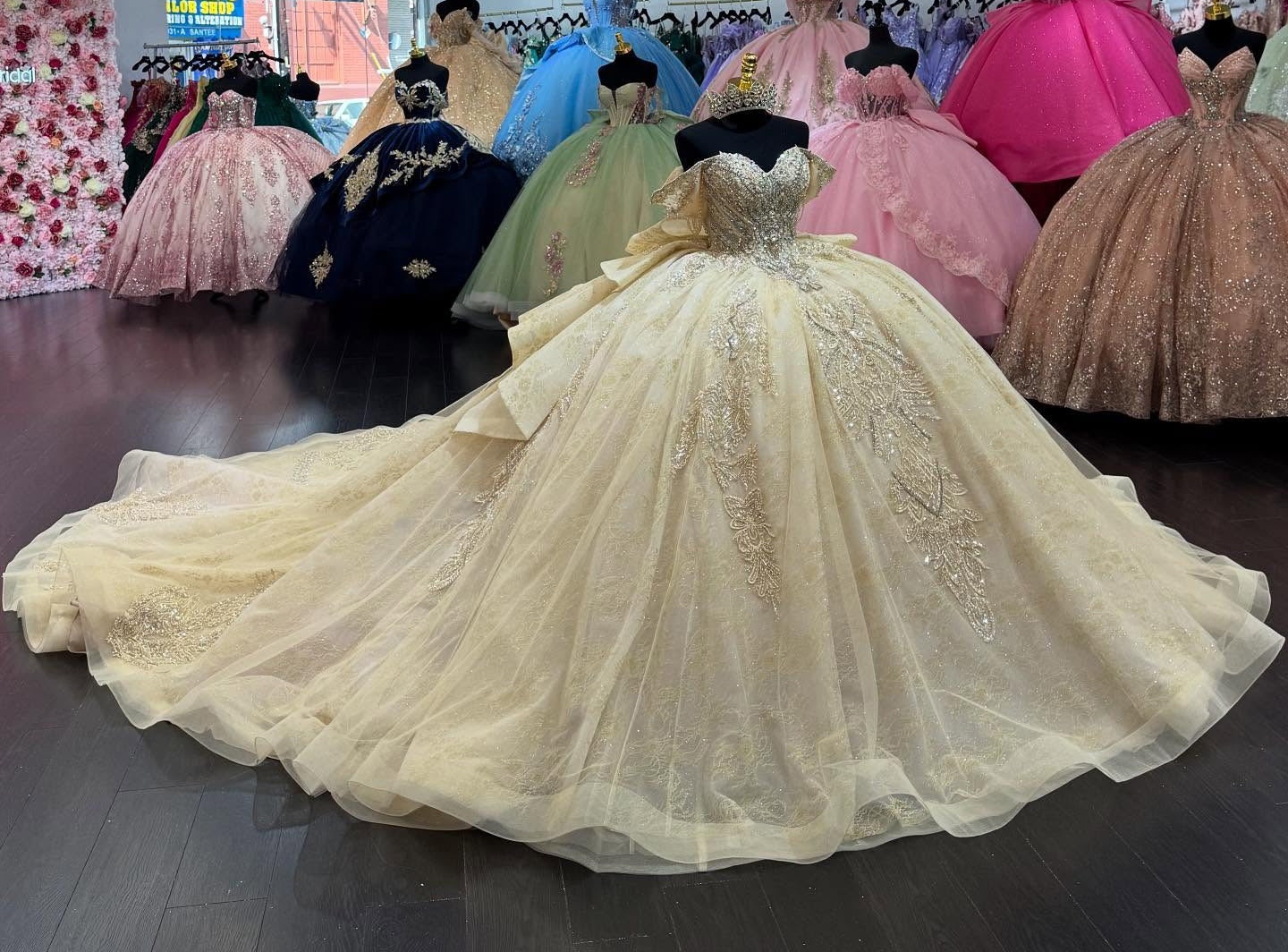 Vestidos de quinceañera con hombros descubiertos, tul princesa, apliques, vestidos de quinceañera HE530