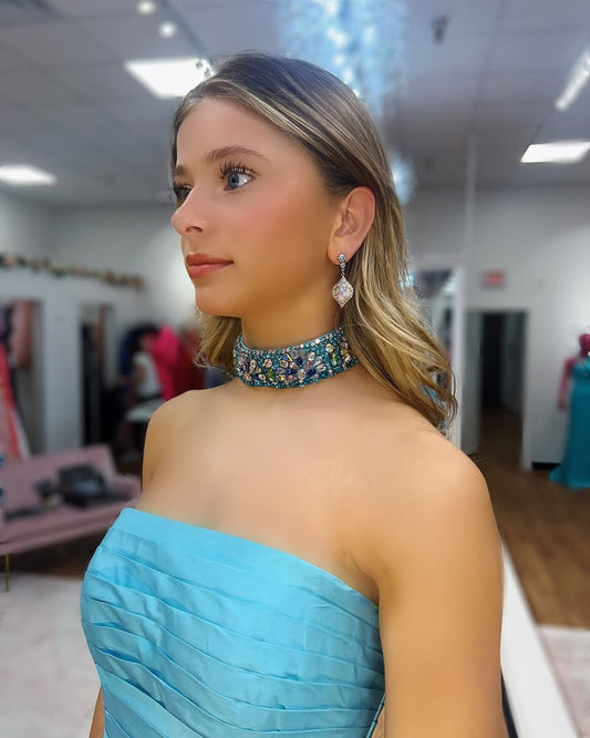 Women's A Line Satin Long Prom Dresses Sweetheart Plus Size Party Gowns HE023