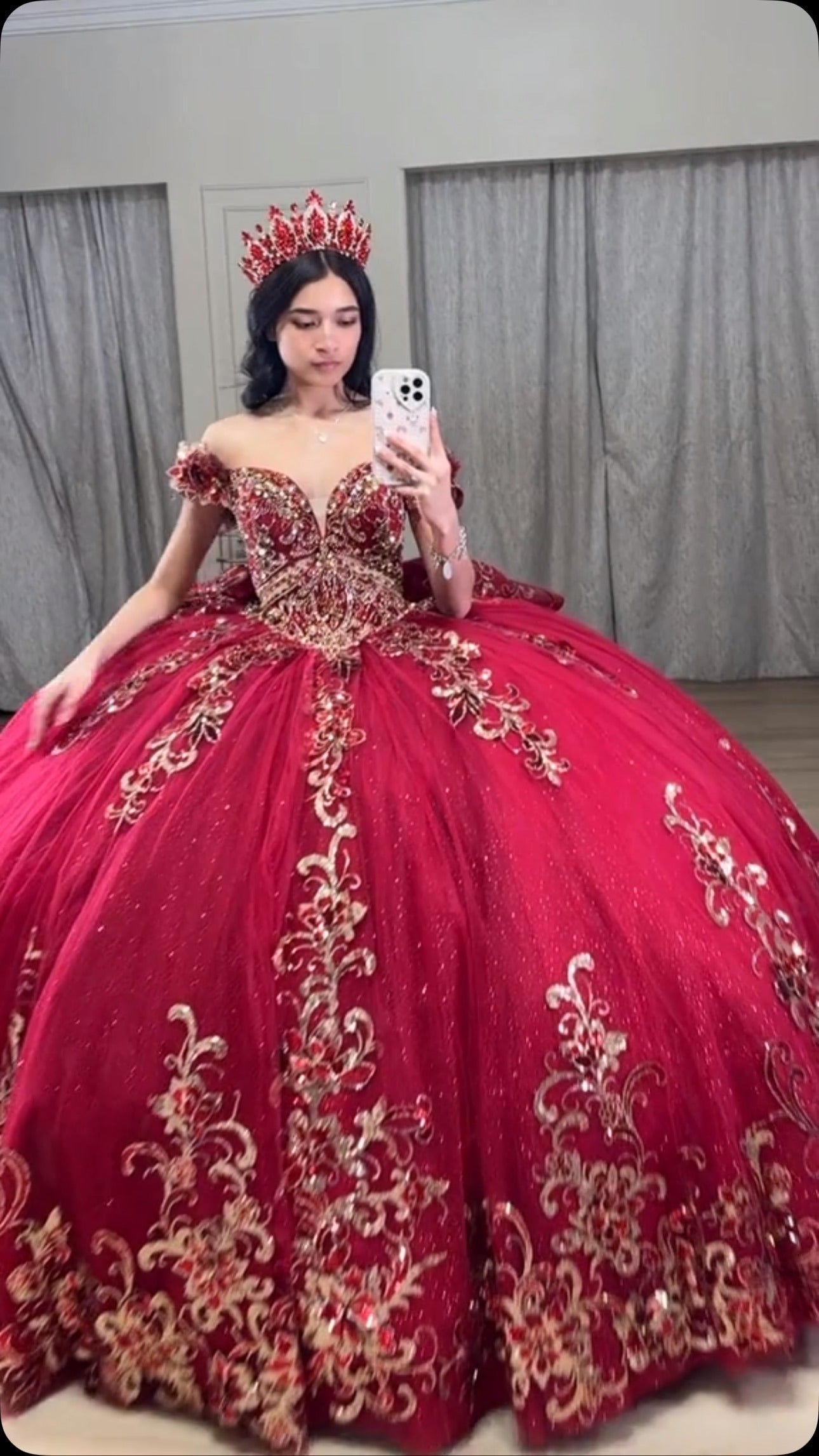 HE149 - Vestidos de quinceañera rojos con hombros descubiertos, apliques de tul y encaje, para fiesta de graduación, vestido de gala para fiesta de cumpleaños de 16 años