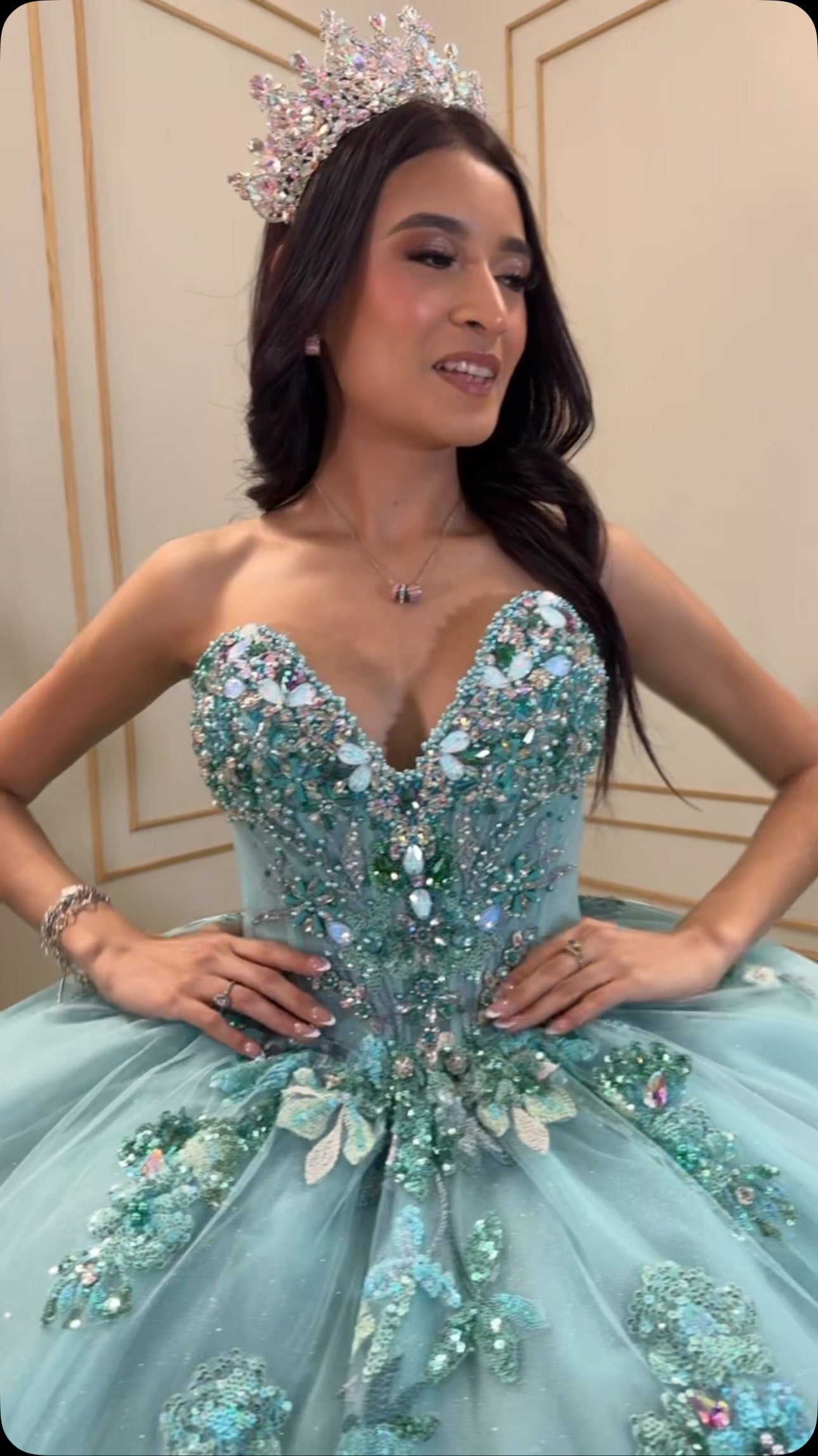 HE151-Aqua Blue Sweetheart Ball Gown Quinceanera Dresses for Sweet 16 Tulle Lace Beaded Birthday Party Dresses Long