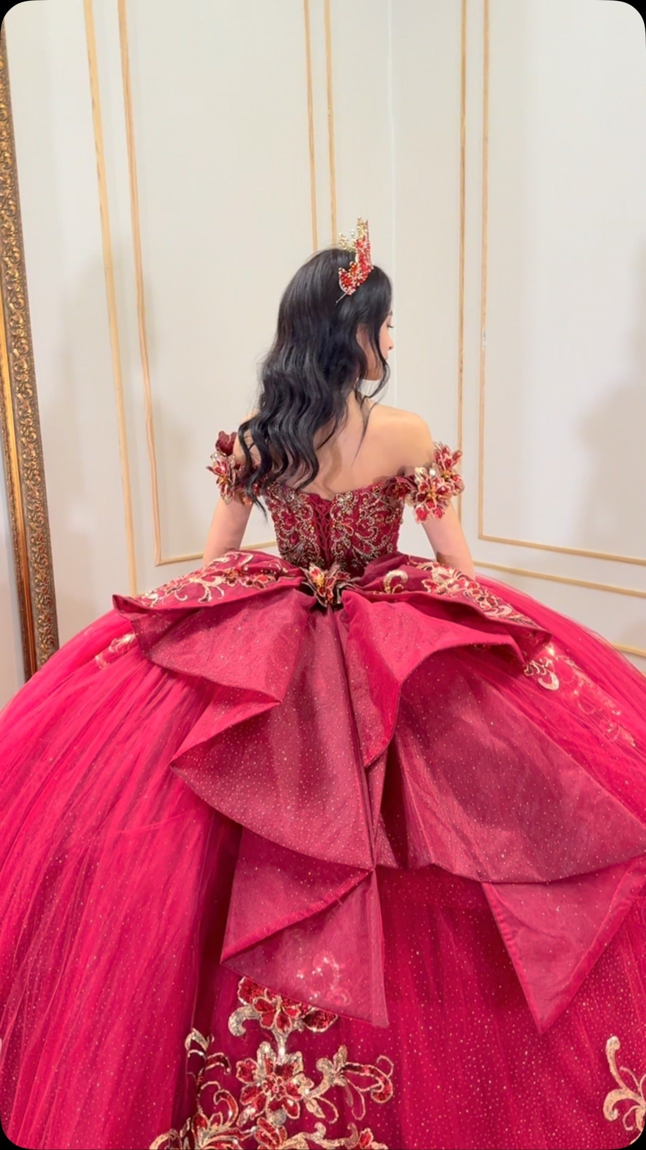 HE149 - Vestidos de quinceañera rojos con hombros descubiertos, apliques de tul y encaje, para fiesta de graduación, vestido de gala para fiesta de cumpleaños de 16 años