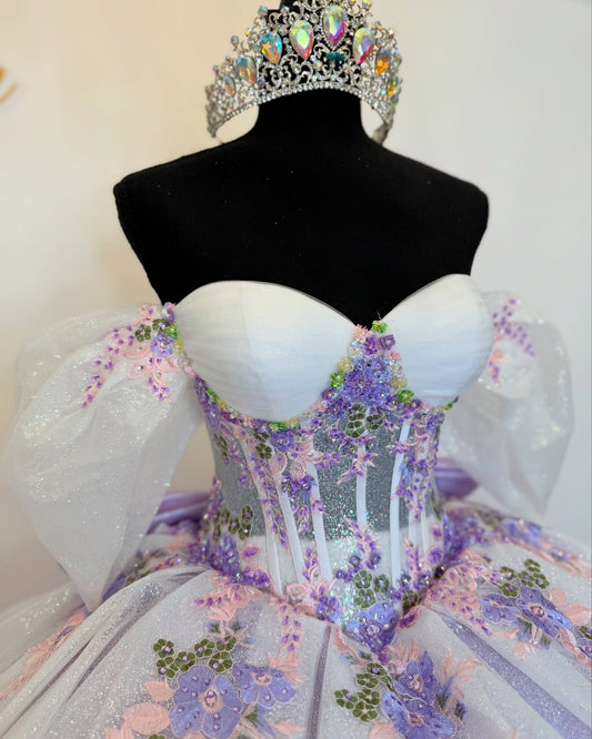 Off Shoulder Quinceanera Dresses Princess Lace Beaded Sweet 16 Party Dresses HE232