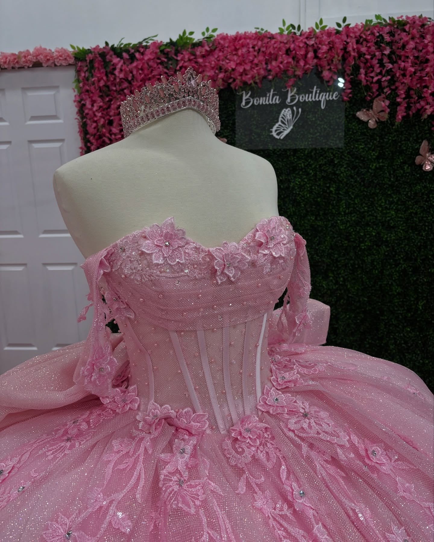 Pink Quinceanera Dresses Tulle Lace Appliques Birthday Party Dresses for Sweet 16 HE093