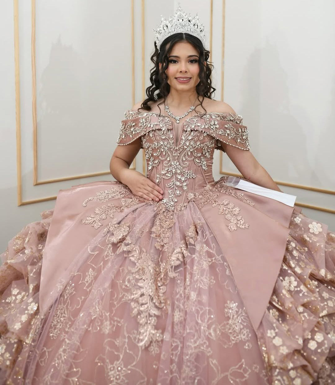 HE075 - Vestidos de quinceañera con apliques de tul y cuentas en los hombros descubiertos para galas de 16 años, fiestas de graduación y cumpleaños