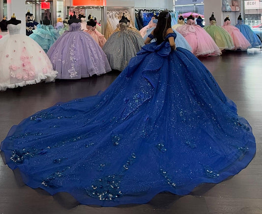 Off Shoulder Princess Tulle Lace Appliqued Sweet 16 Quinceanera Dresses HE668