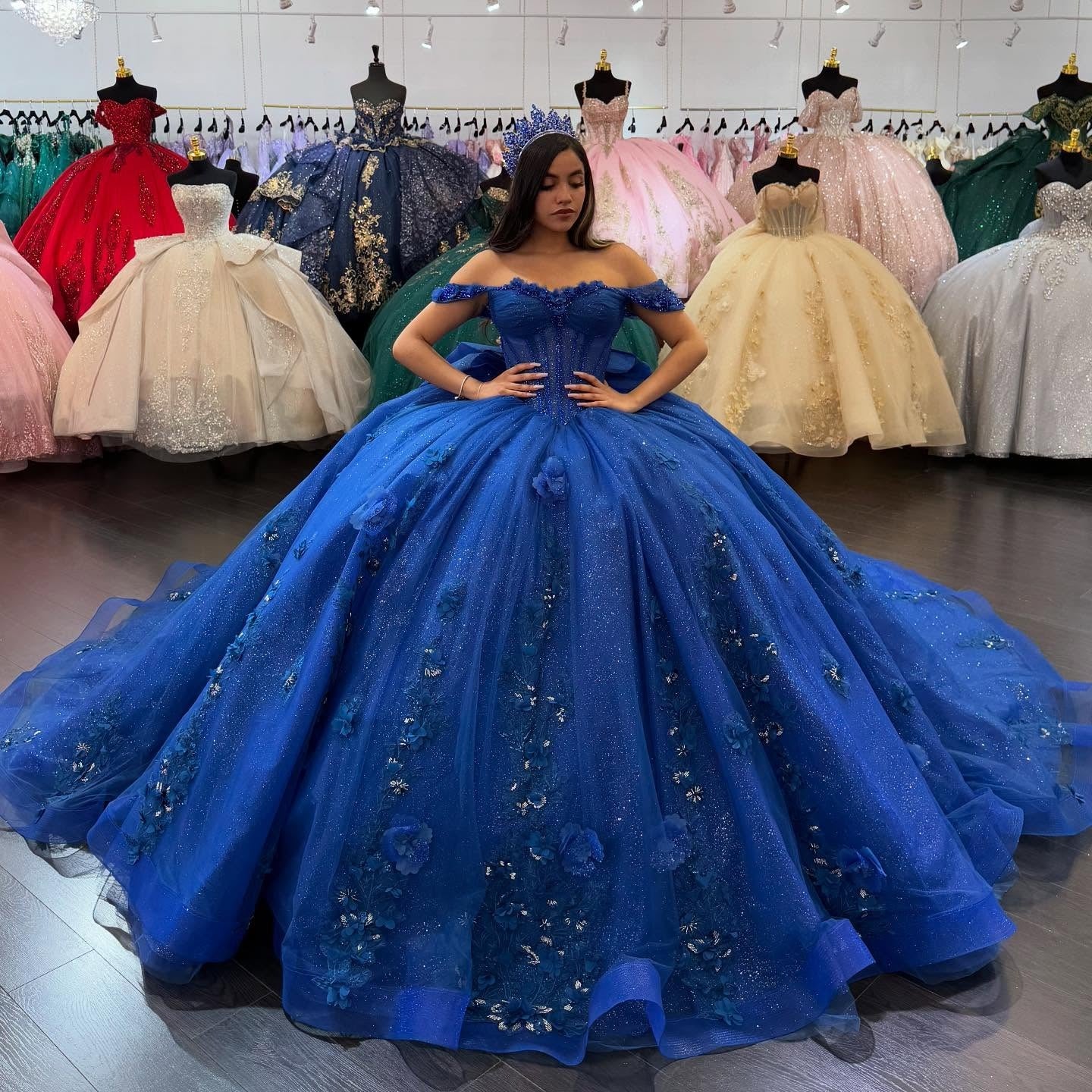 Vestidos de quinceañera con hombros descubiertos, tul princesa, apliques, vestidos de quinceañera HE530