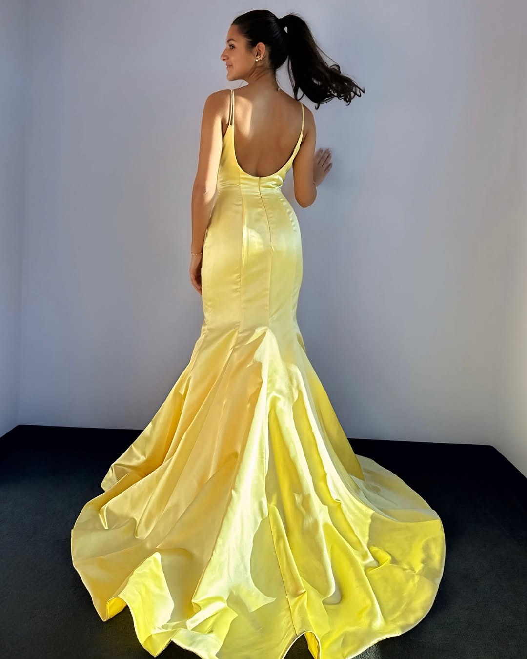 Mermaid Satin Prom Dresses Long Spaghetti Straps Party Gowns for Women HE345