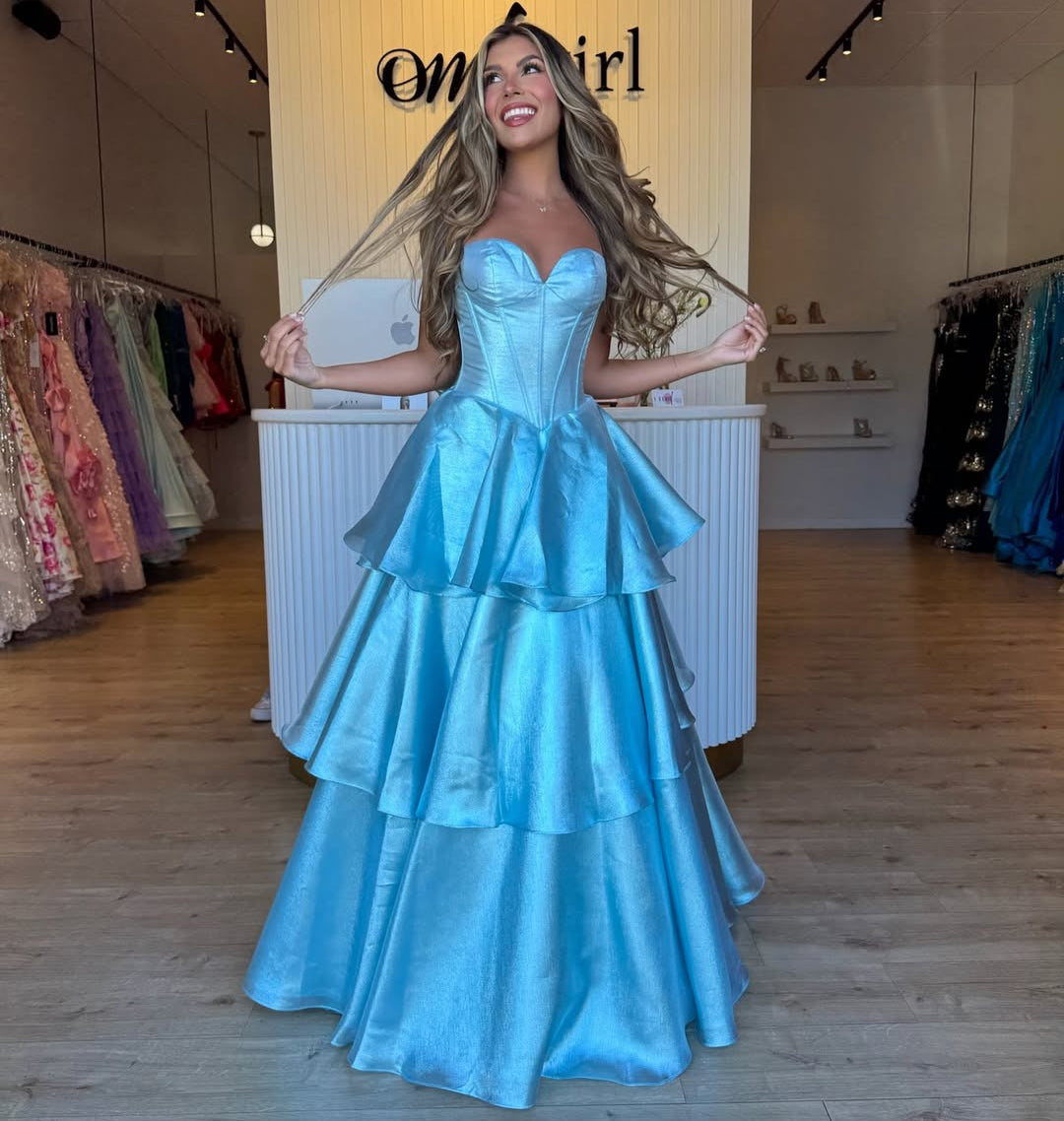 HE268-Vestidos de fiesta de corte A con escote en forma de corazón para mujer, sin mangas, con corsé, vestidos de noche largos de talla grande, vestidos de fiesta formales