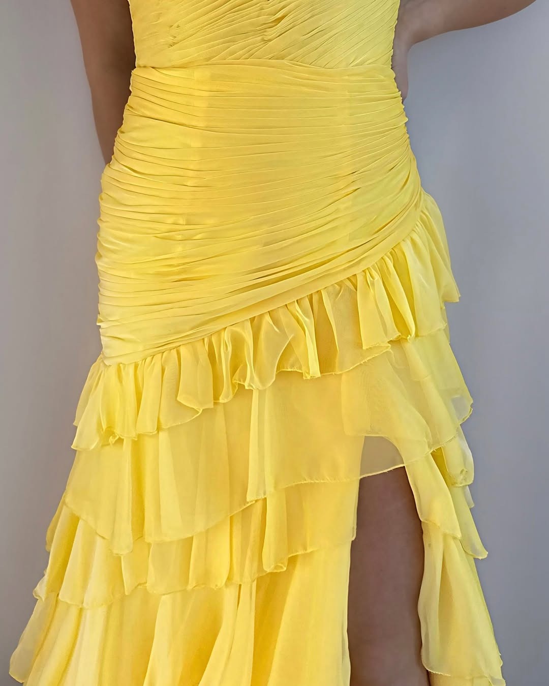 Vestidos de fiesta largos de gasa con volantes y escote corazón para mujer, HE344