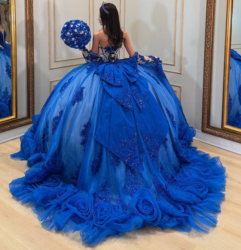 Ball Gown Quinceanera Dresses Tulle Lace Appliques Party Gowns for Sweet 16 HE049