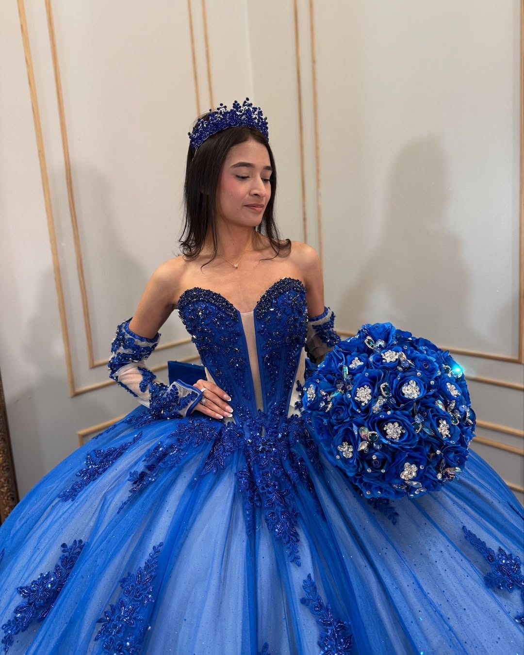 HE049-Gorgeous Ball Gown Quinceanera Dresses Sweetheart Tulle Lace Appliques Birthday Party Gowns for Sweet 16