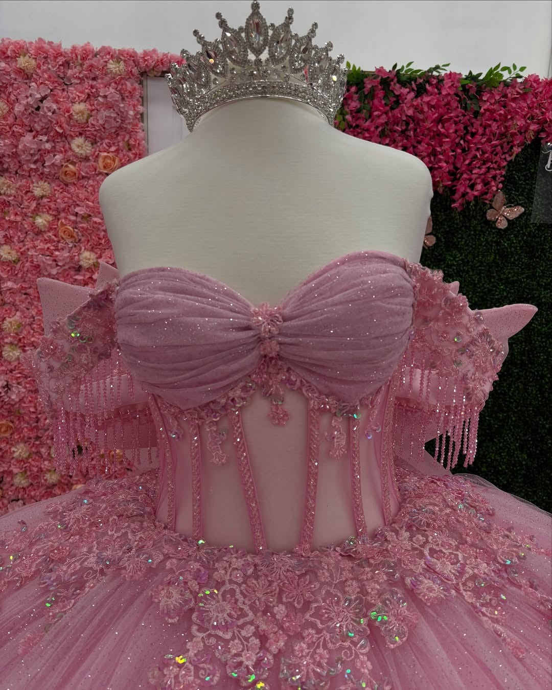 HE094-Vestido de quinceañera con volantes de tul y hombros descubiertos, vestido de fiesta con escote corazón, sin mangas, precioso vestido de fiesta para dulces 16