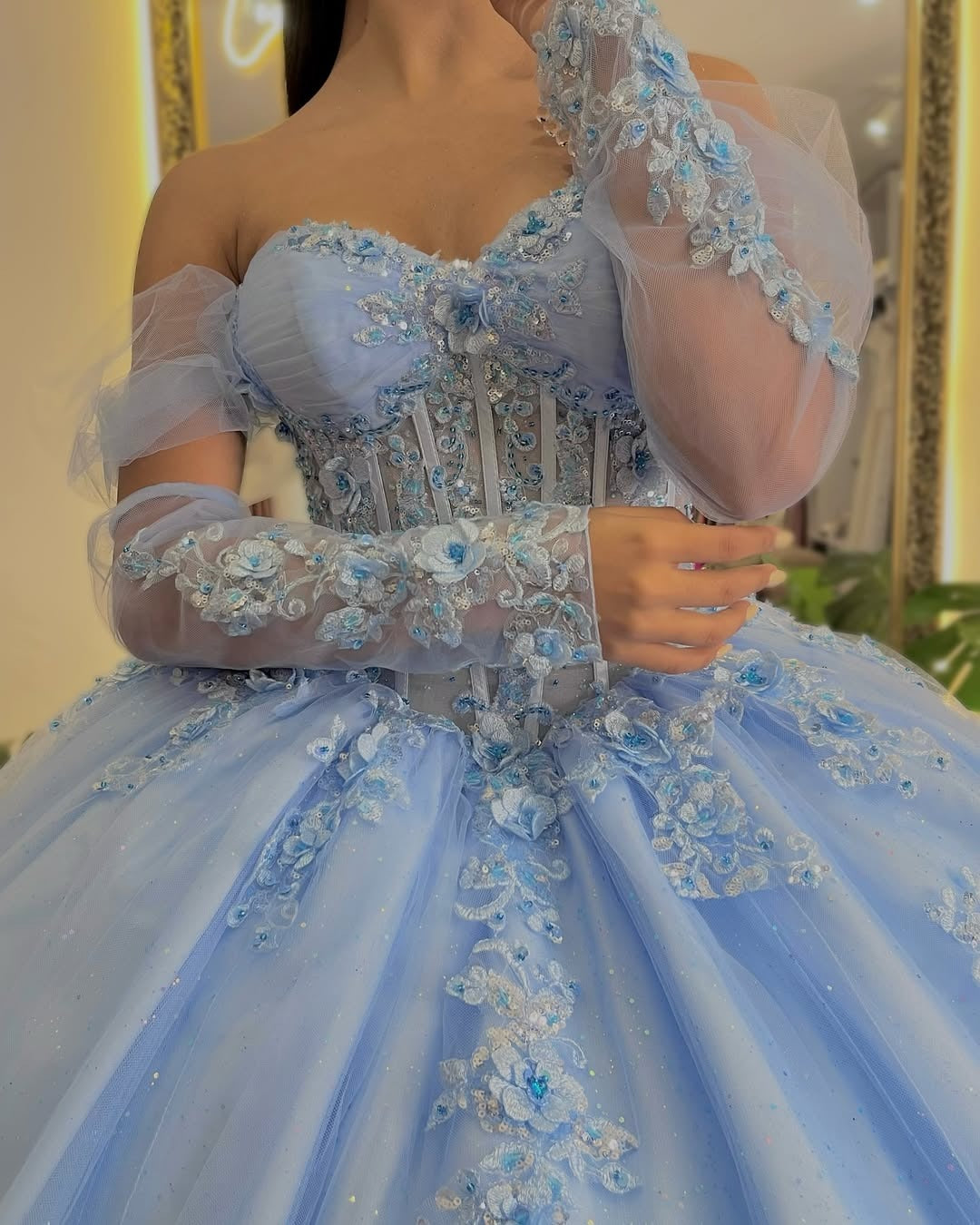 Sweetheart Princess Quinceanera Dresses Tulle Lace Sweet 16 Prom Dress HE234