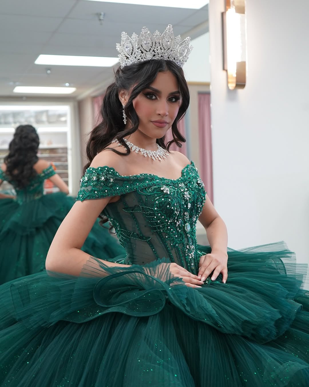 Ball Gown Quinceanera Dresses for Sweet 16 Tulle Beaded Ruffles Birthday Party Dresses HE147