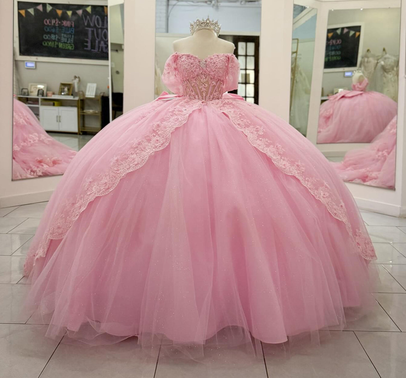 HE210-Vestidos de quinceañera rosas con hombros descubiertos, tul, encaje, cuentas, princesa, fiesta de cumpleaños, graduación, para dulces 16