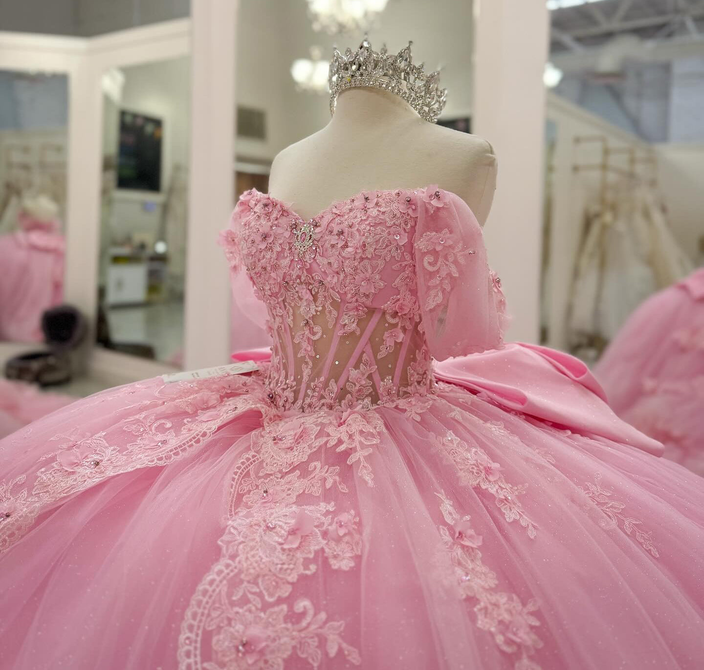 HE210-Vestidos de quinceañera rosas con hombros descubiertos, tul, encaje, cuentas, princesa, fiesta de cumpleaños, graduación, para dulces 16