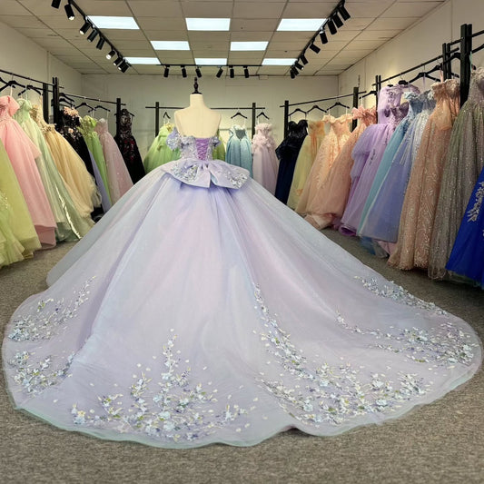 Lilac Quinceanera Dresses Tulle Lace Appliques Party Dresses for Sweet 16