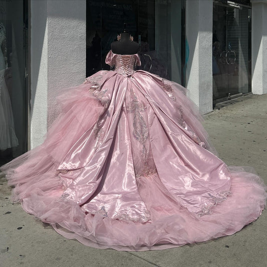 Off Shoulder Quinceanera Dresses Tulle Beaded Sweet 16 Prom Party Dresses HE433