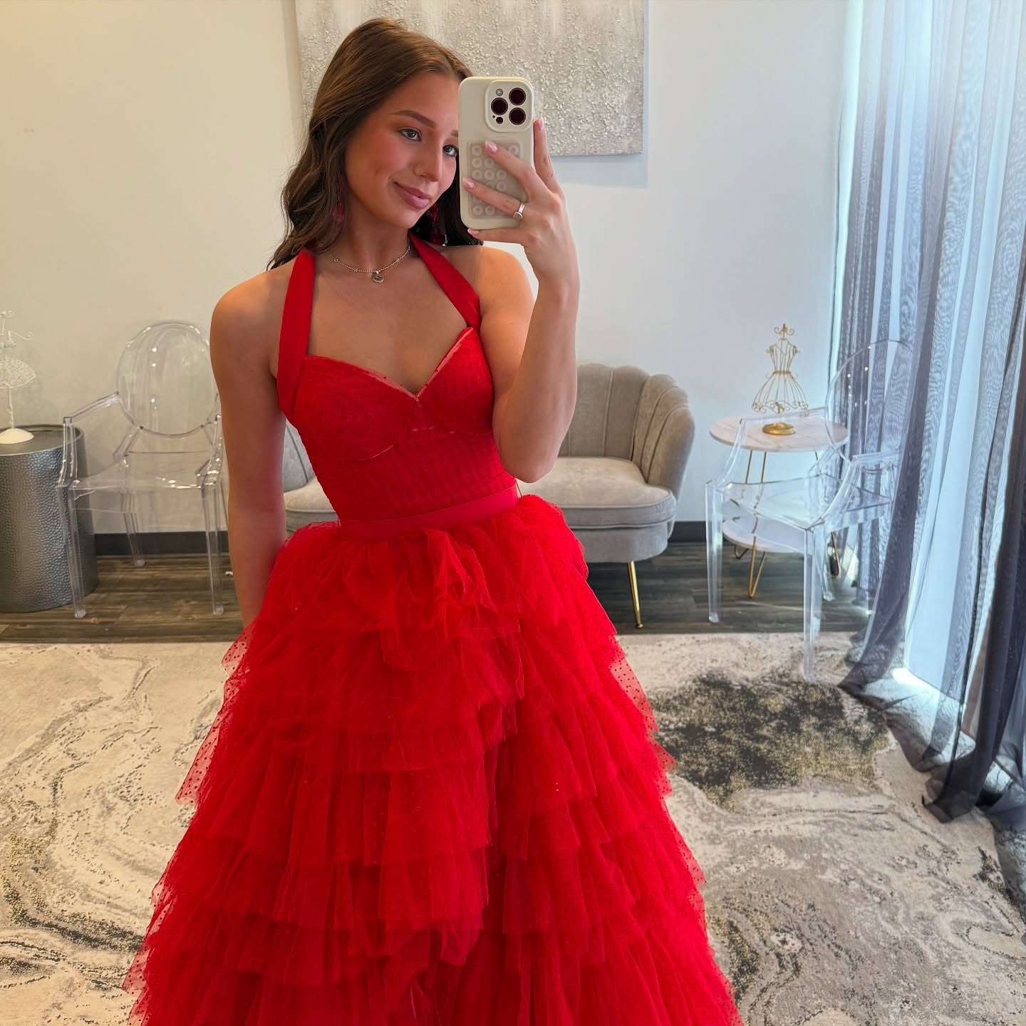 A Line Tulle Ruffles Prom Dresses Long for Women Sweetheart Plus Size Party Gowns HE177