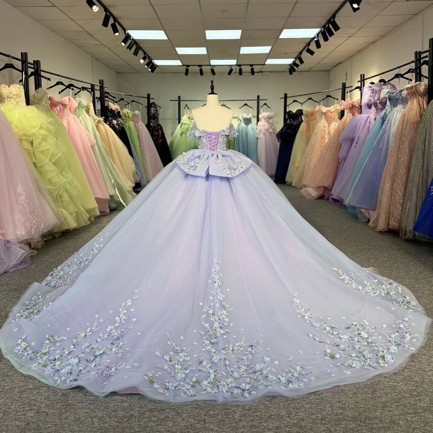 Lilac Quinceanera Dresses Tulle Lace Appliques Party Dresses for Sweet 16
