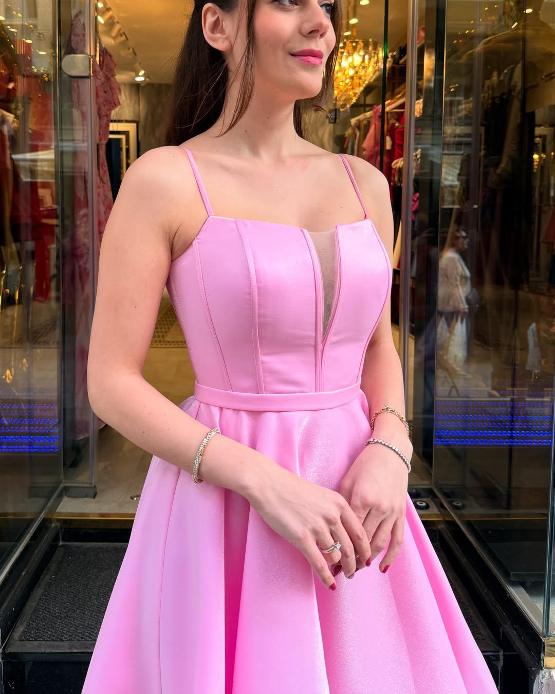 Sweetheart A Line Satin Homecoming Dresses Knee Length Party Gowns HE411