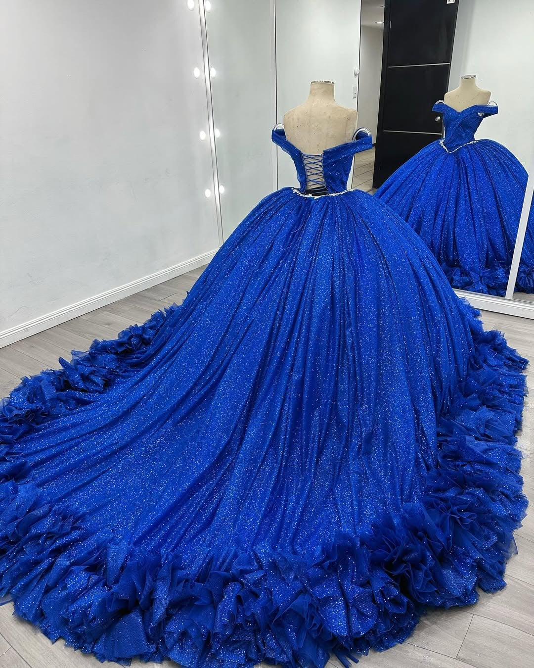 Vestidos de quinceañera con tul brillante, vestidos de fiesta de graduación real HE442