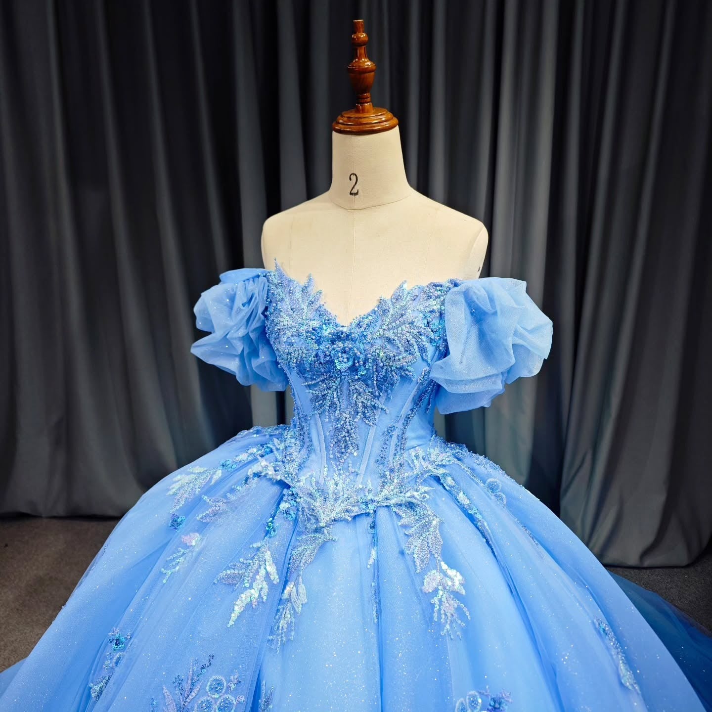 HE280 - Vestidos de quinceañera de princesa con hombros descubiertos, apliques de tul y encaje, para fiesta de cumpleaños, vestido de gala, vestidos de 16 años