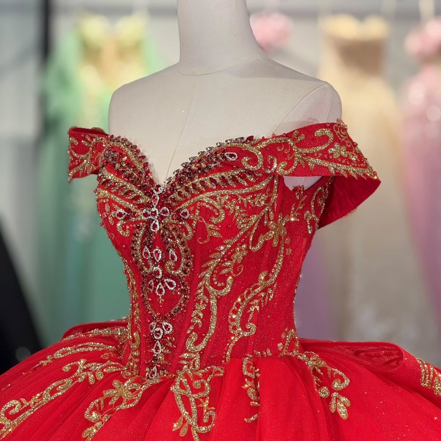 HE276 - Hermosos vestidos de quinceañera de princesa, vestido de baile de tul con apliques de encaje, vestidos de fiesta de cumpleaños rojos para dulces 16.